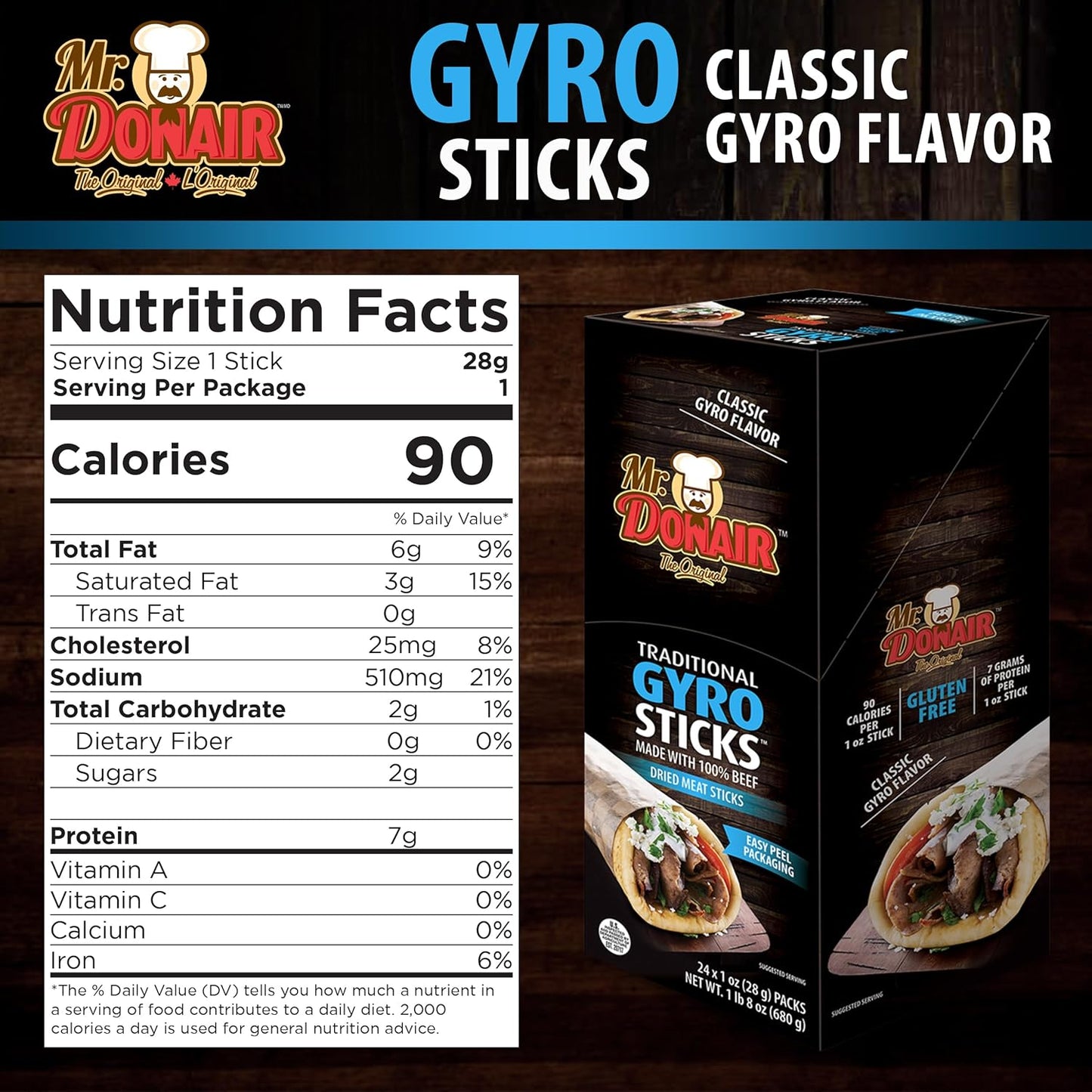 24-Pack Mr. Donair Gyro Flavoured Beef Sticks